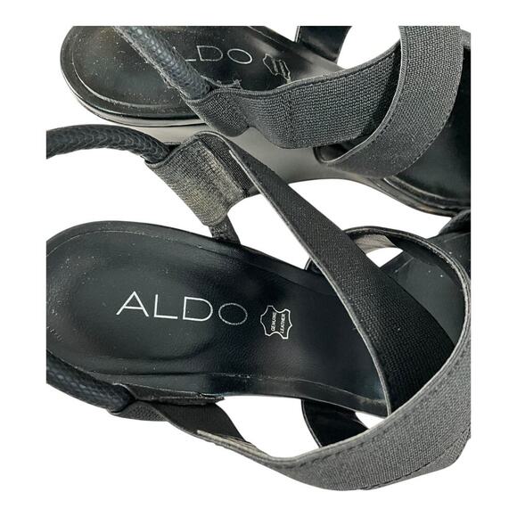 ALDO Black Wedge Glalle Women's Size 8 Run Small Excellent Condition Vintage - Picture 7 of 14